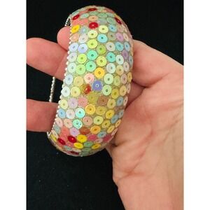 Colorful Sequin Cuff Bracelet Statement Bangle Women's Fashion Accessory